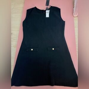 Christian Lacroix Black Wool Blend Sleeveless Mini Dress Size Large -NWT